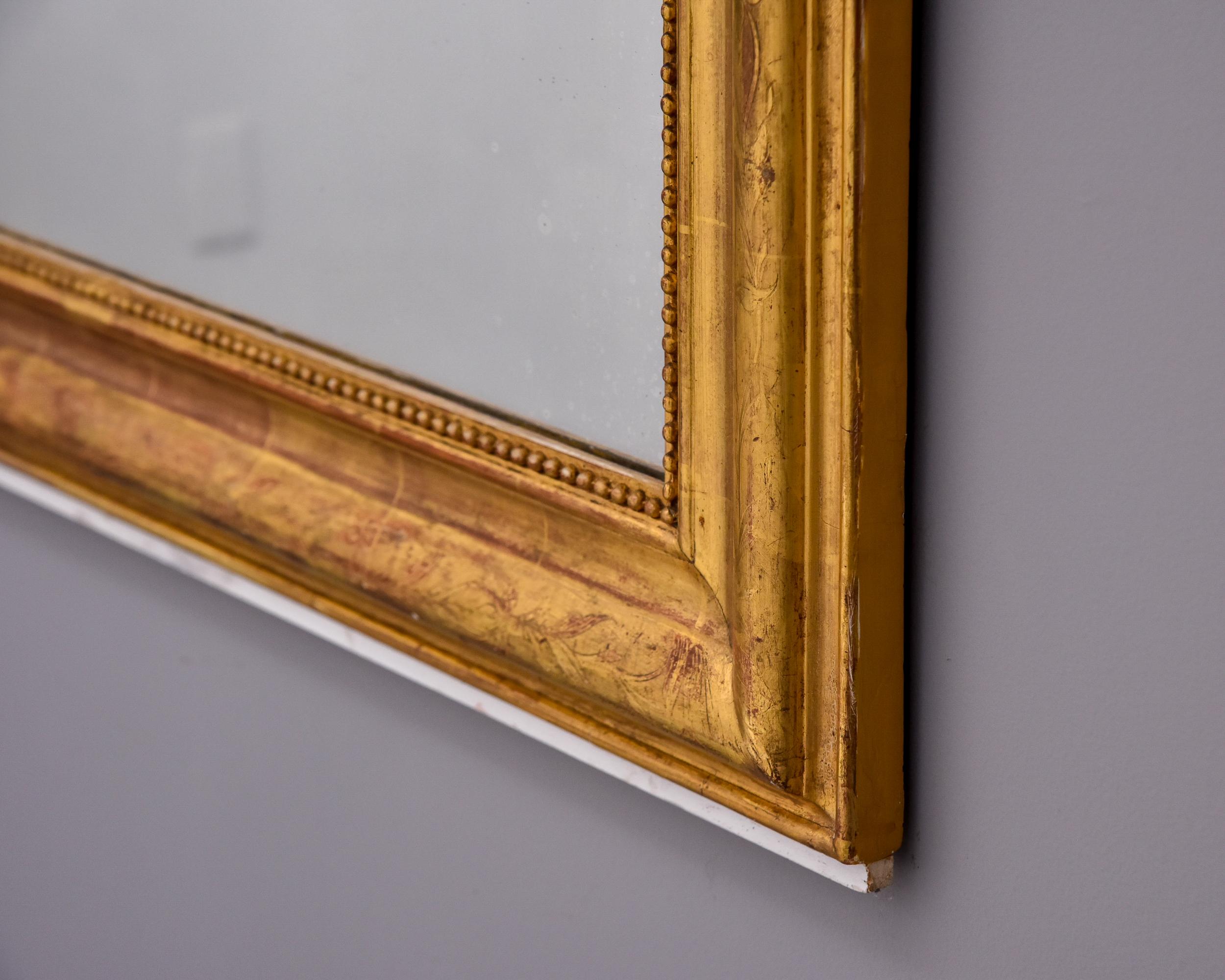 19. Jahrhundert Louis Philippe vergoldeter Spiegel mit Krone im Angebot 9