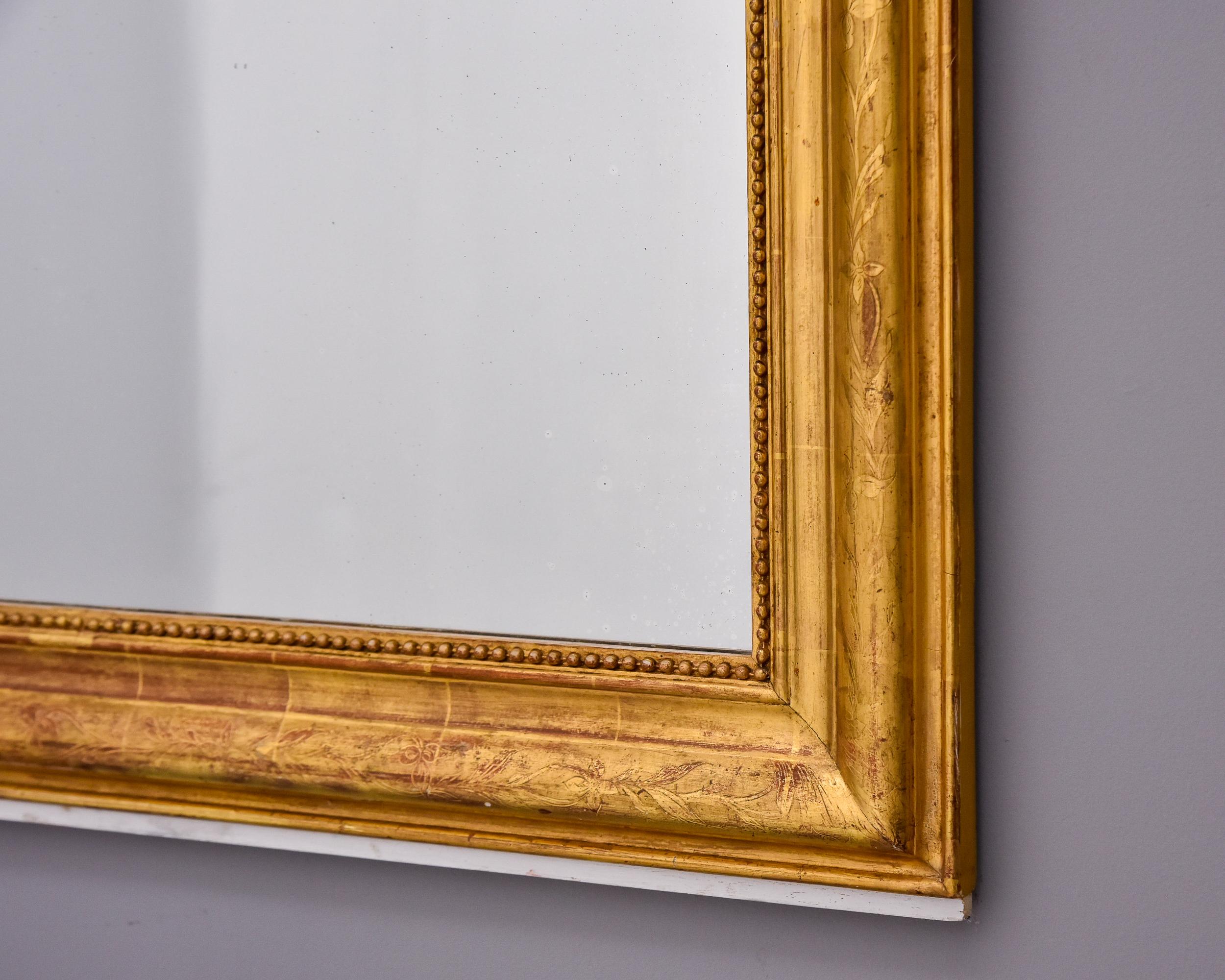 19. Jahrhundert Louis Philippe vergoldeter Spiegel mit Krone im Angebot 2