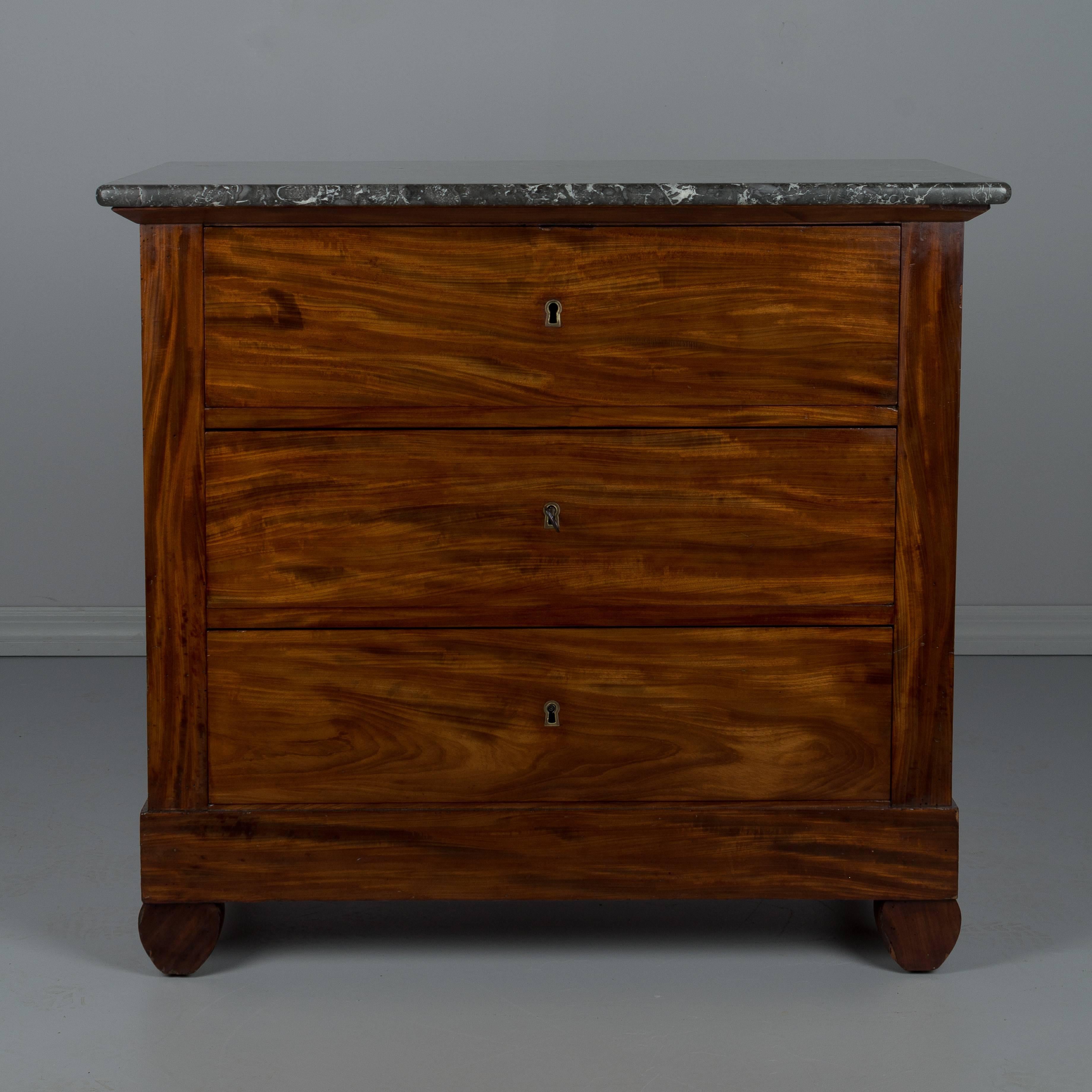 Marble 19th Century Louis Philippe Mahogany Commode
