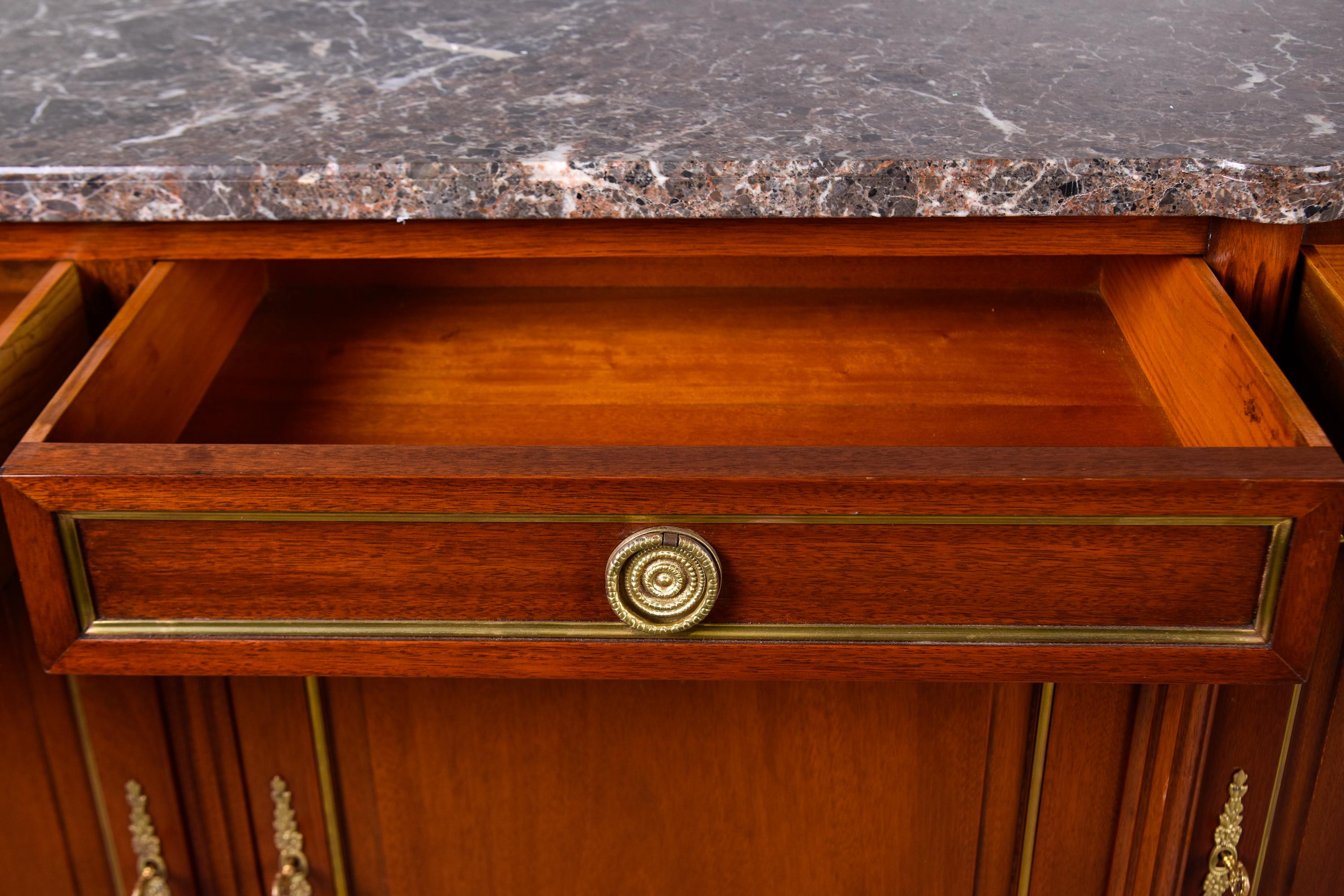 19th Century Louis Philippe Sideboard with Marble Top In Good Condition For Sale In Troy, MI