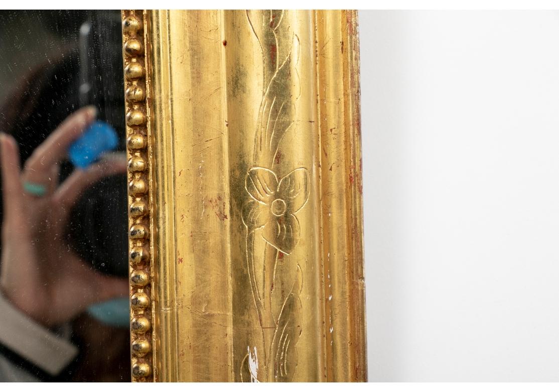 19th C. Louis Phillippe Style Gilt Decorated Mirror In Distressed Condition For Sale In Bridgeport, CT