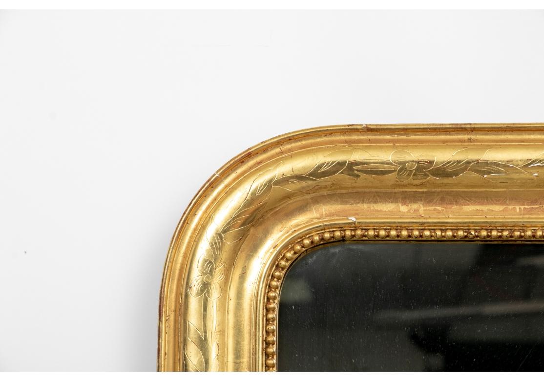 19th C. Louis Phillippe Style Gilt Decorated Mirror For Sale 1