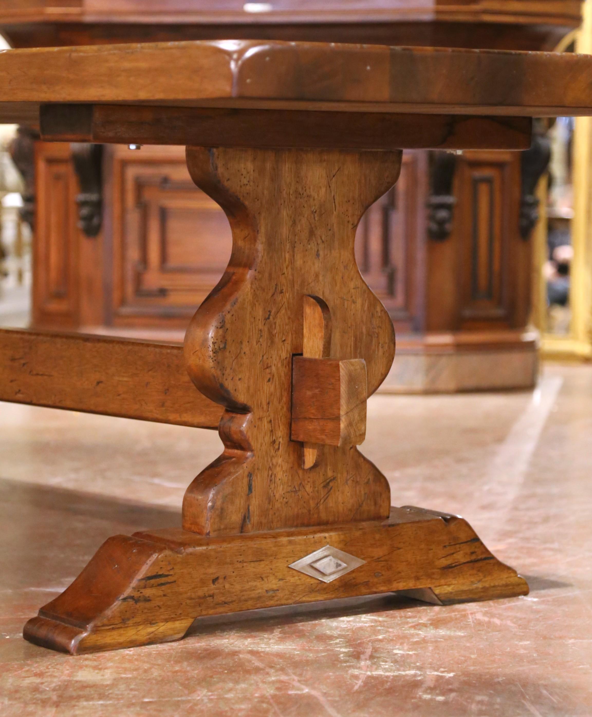 19th Century 19th C. Louis XIII Style French Carved Walnut Refectory Table with Trestle Base For Sale