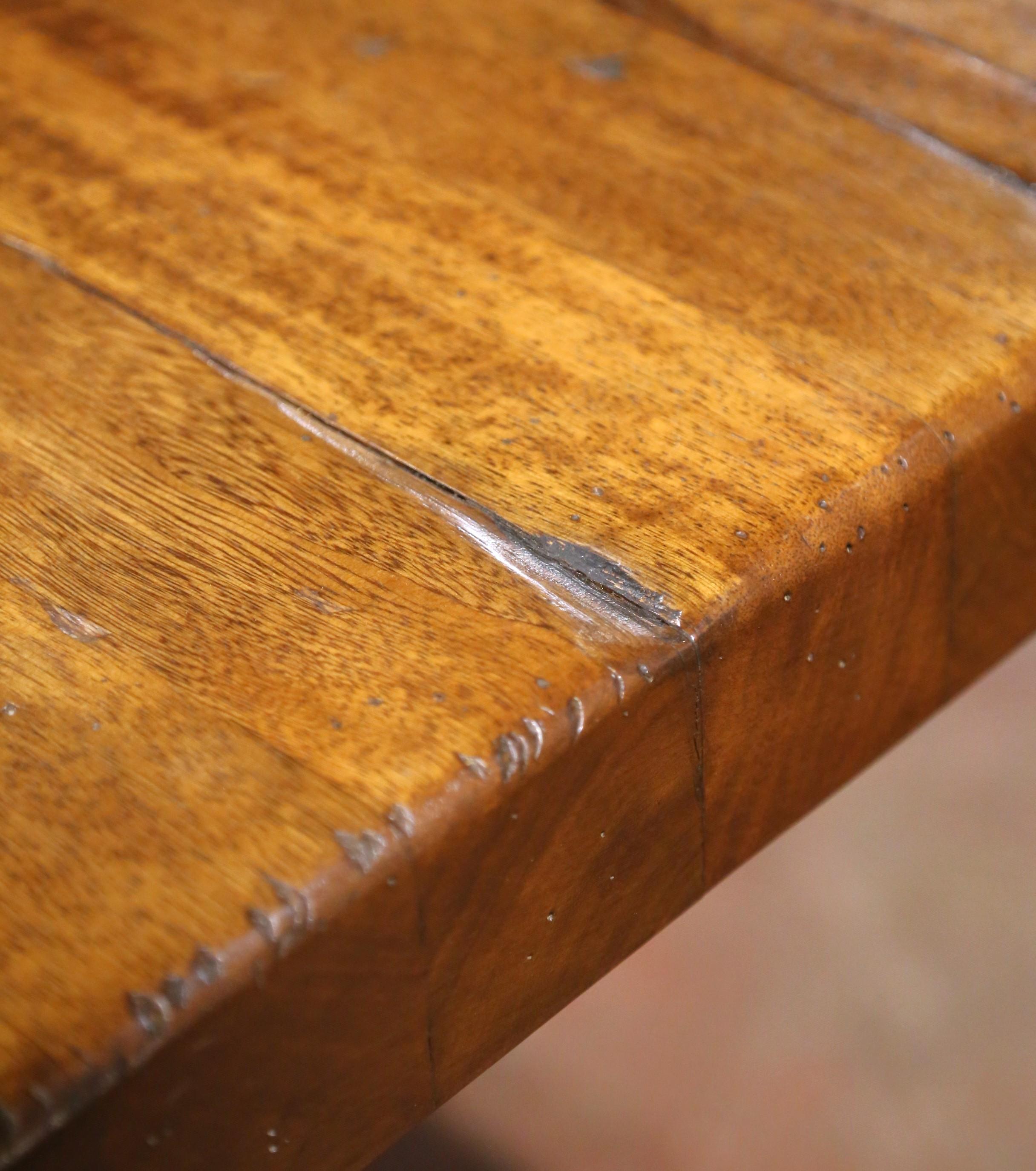 19th C. Louis XIII Style French Carved Walnut Refectory Table with Trestle Base For Sale 4