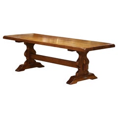 19th C. Louis XIII Style French Carved Walnut Refectory Table with Trestle Base