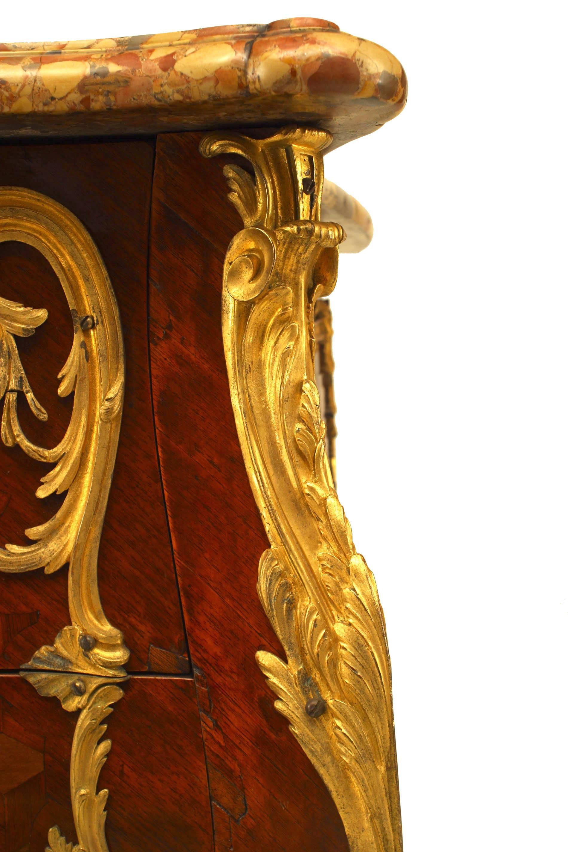 Kommode im Louis-XV-Stil mit Parkett und Marmorplatte im Angebot 3