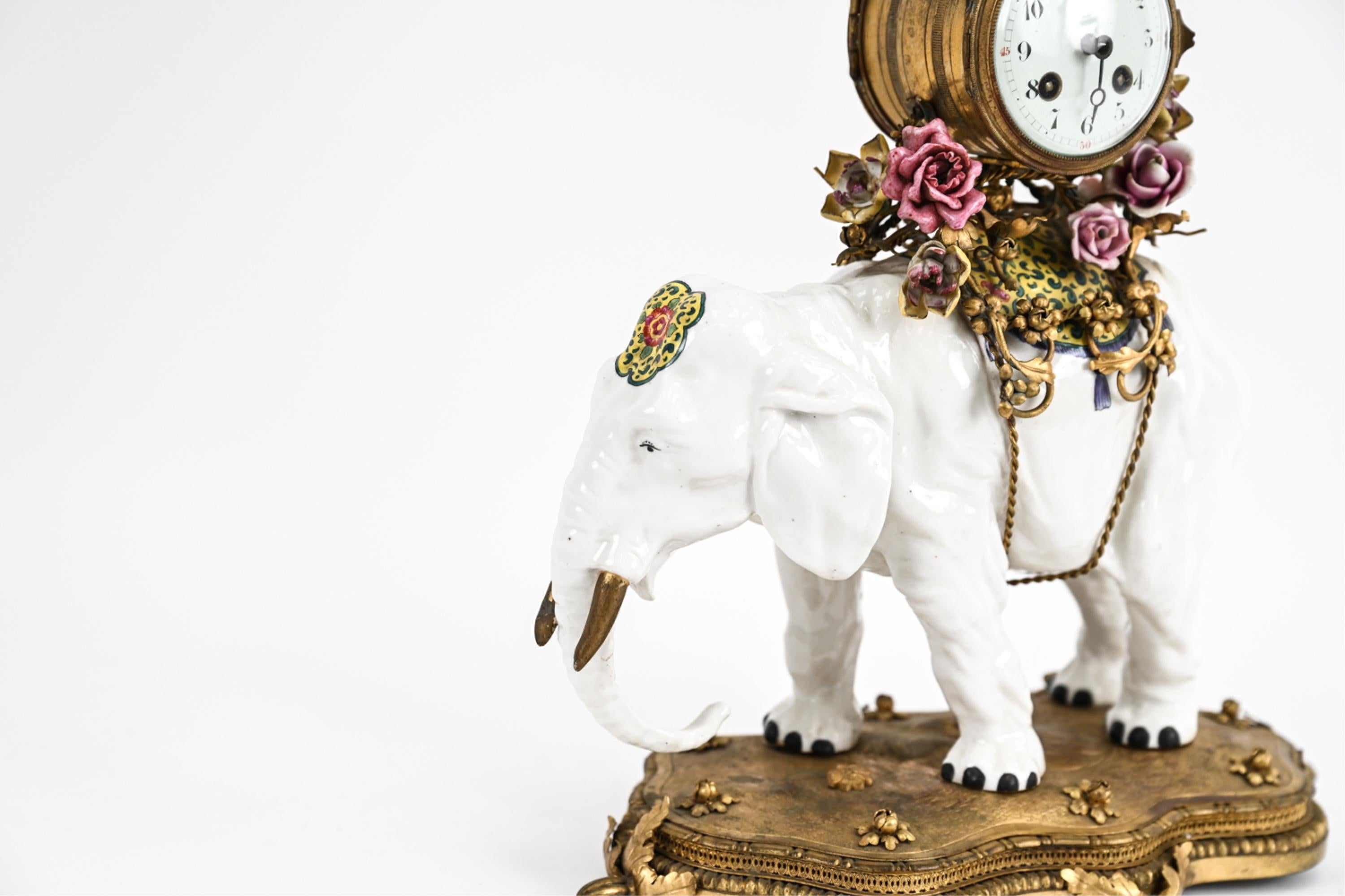 19th Century 19th C. Louis XV-Style Elephant Mantel Clock