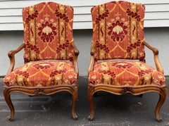 19. Jh. Louis XV Style Upholsterung mit Blättern aus Obstholz Sessel