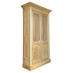 19th-C. Louis XV Style French Pine Cabinet / Bookcase / Armoire W/ Ticking