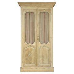 19th-C. Louis XV Style French Pine Cabinet / Bookcase / Armoire W/ Ticking