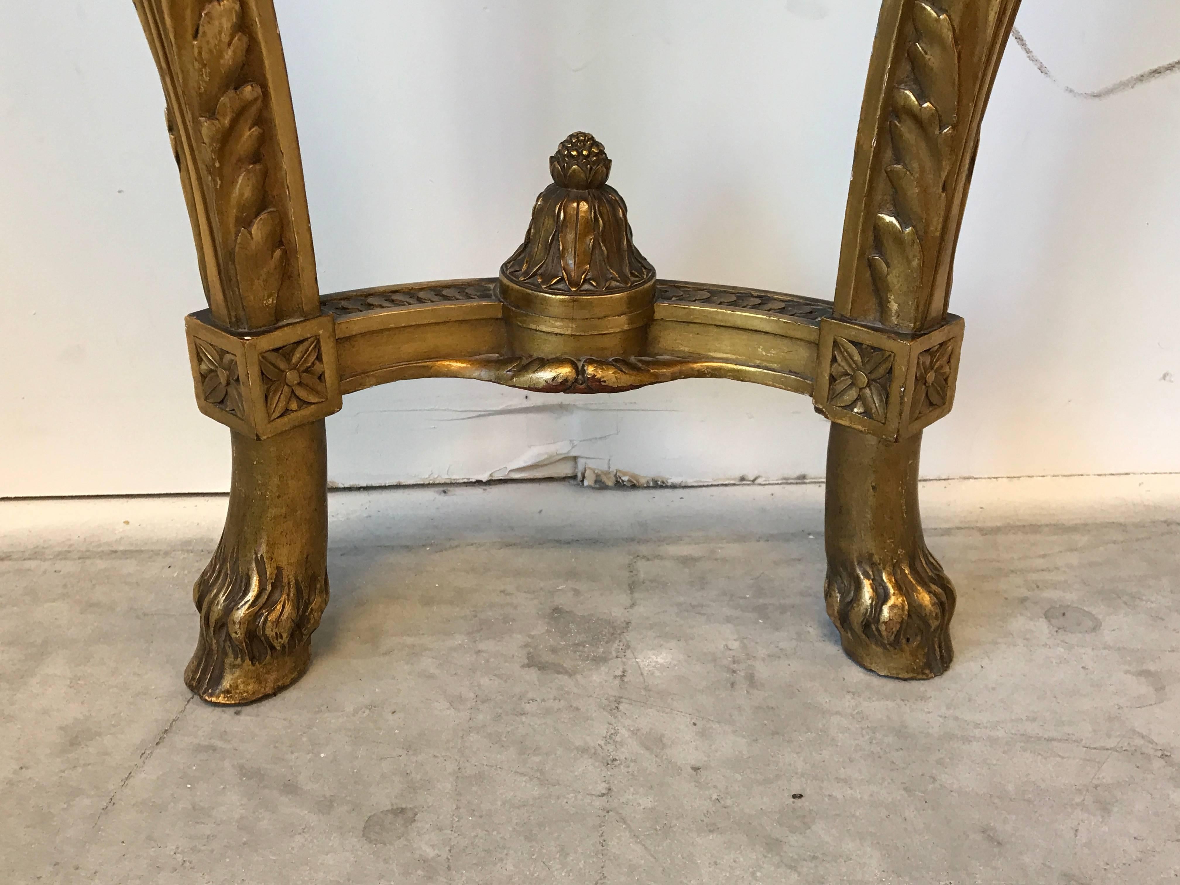 19th Century Louis XVI French Giltwood Demilune Table with Marble Top For Sale 4