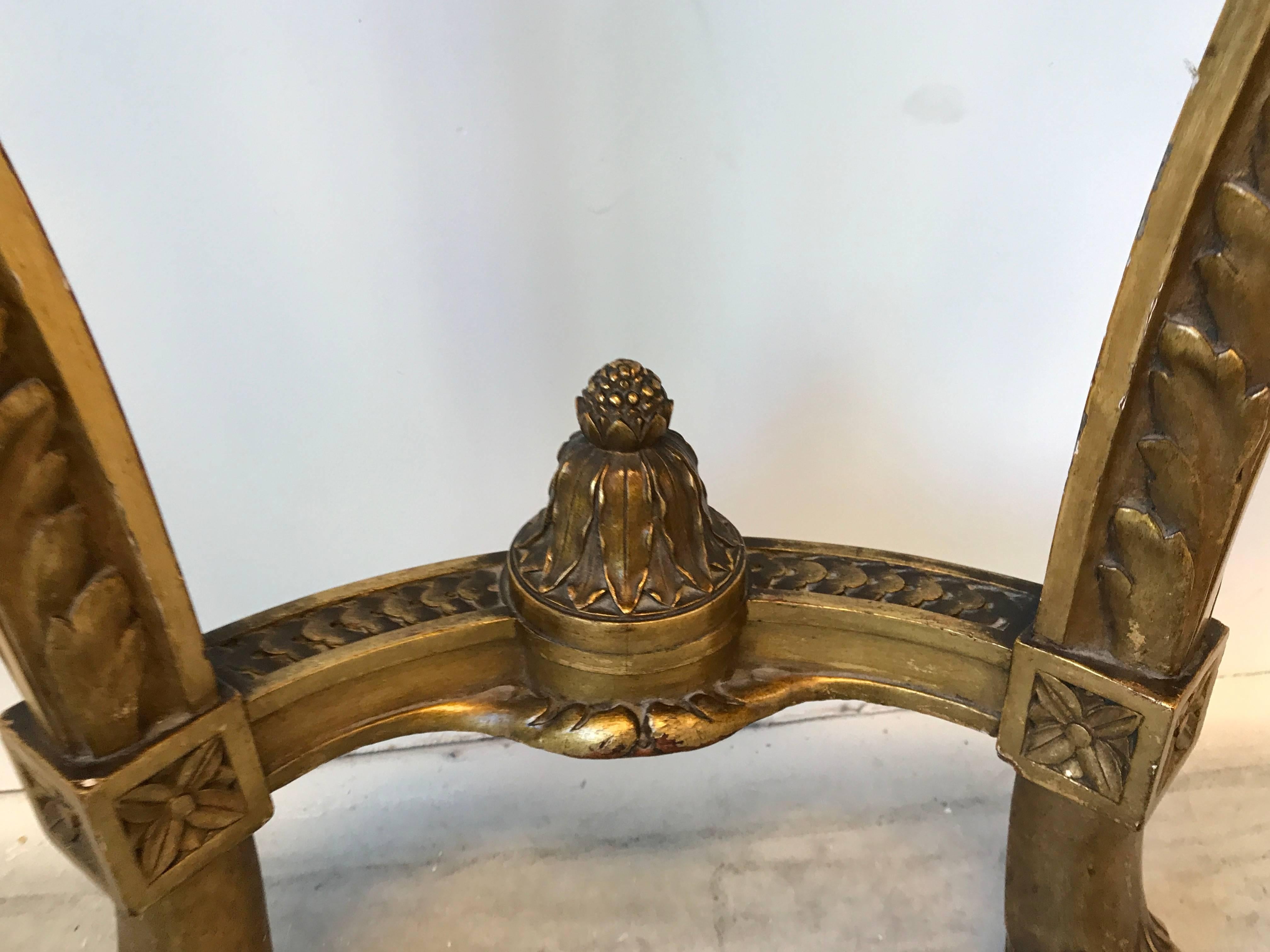 19th Century Louis XVI French Giltwood Demilune Table with Marble Top For Sale 5