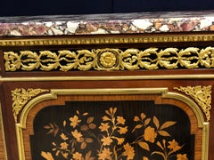 19th C Louis XVI Gilt Bronze, Marquetry & Parquetry Commode Attb. Maison Krieger