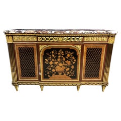 19th C Louis XVI Gilt Bronze, Marquetry & Parquetry Commode Attb. Maison Krieger
