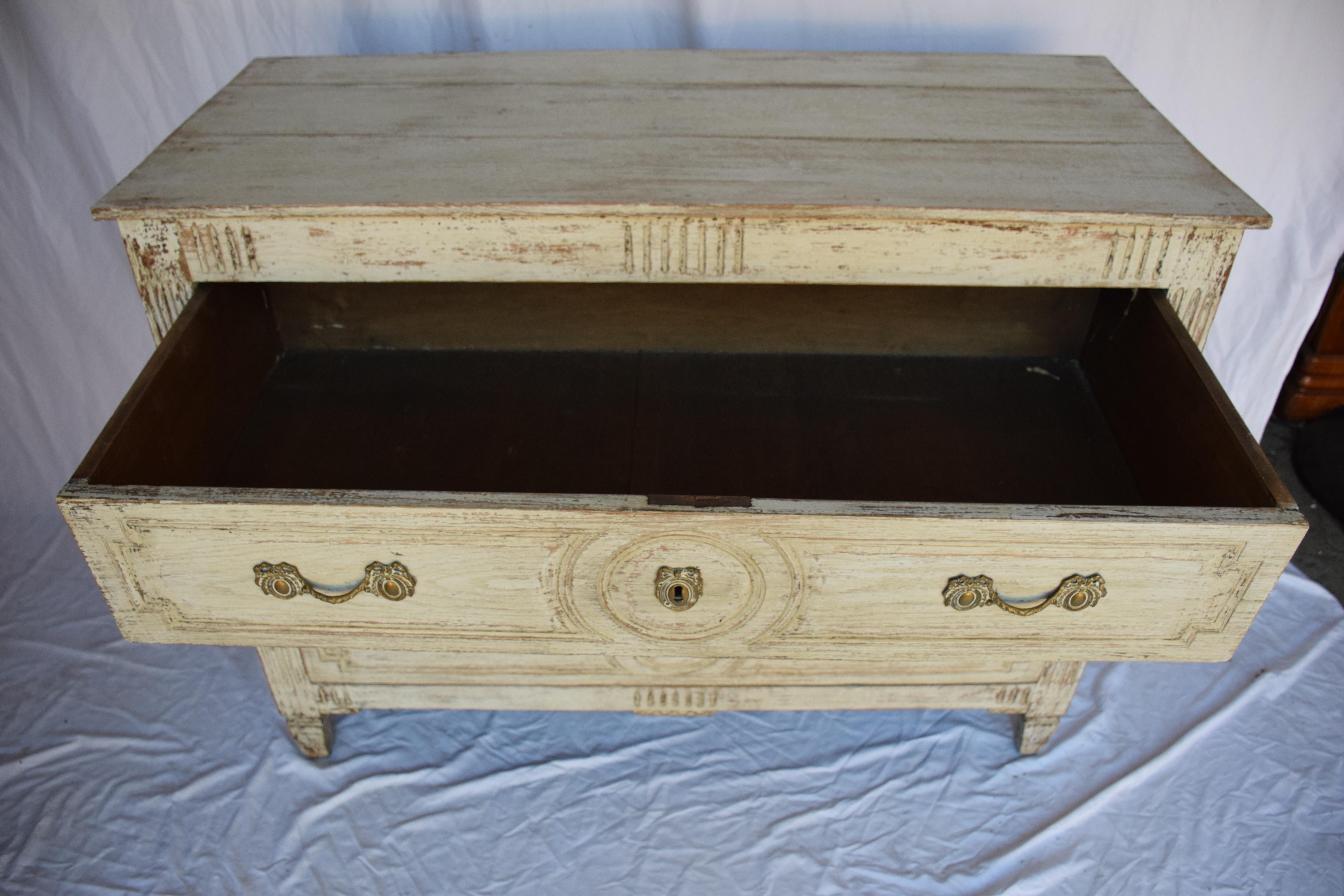 Wood 19th C. Louis XVI Painted Commode For Sale