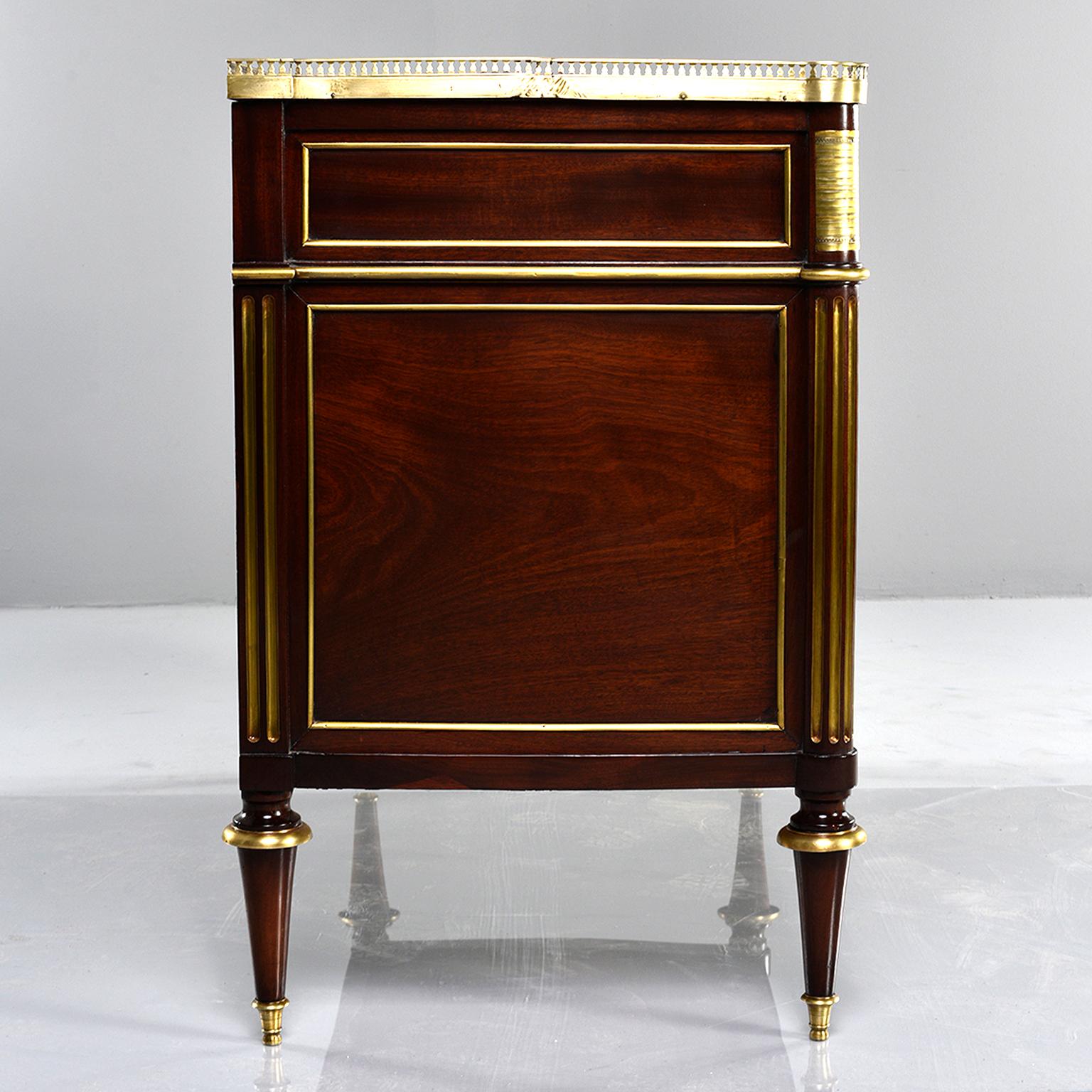 19th Century Louis XVI Style Commode with Brass Gallery and Marble Top 7