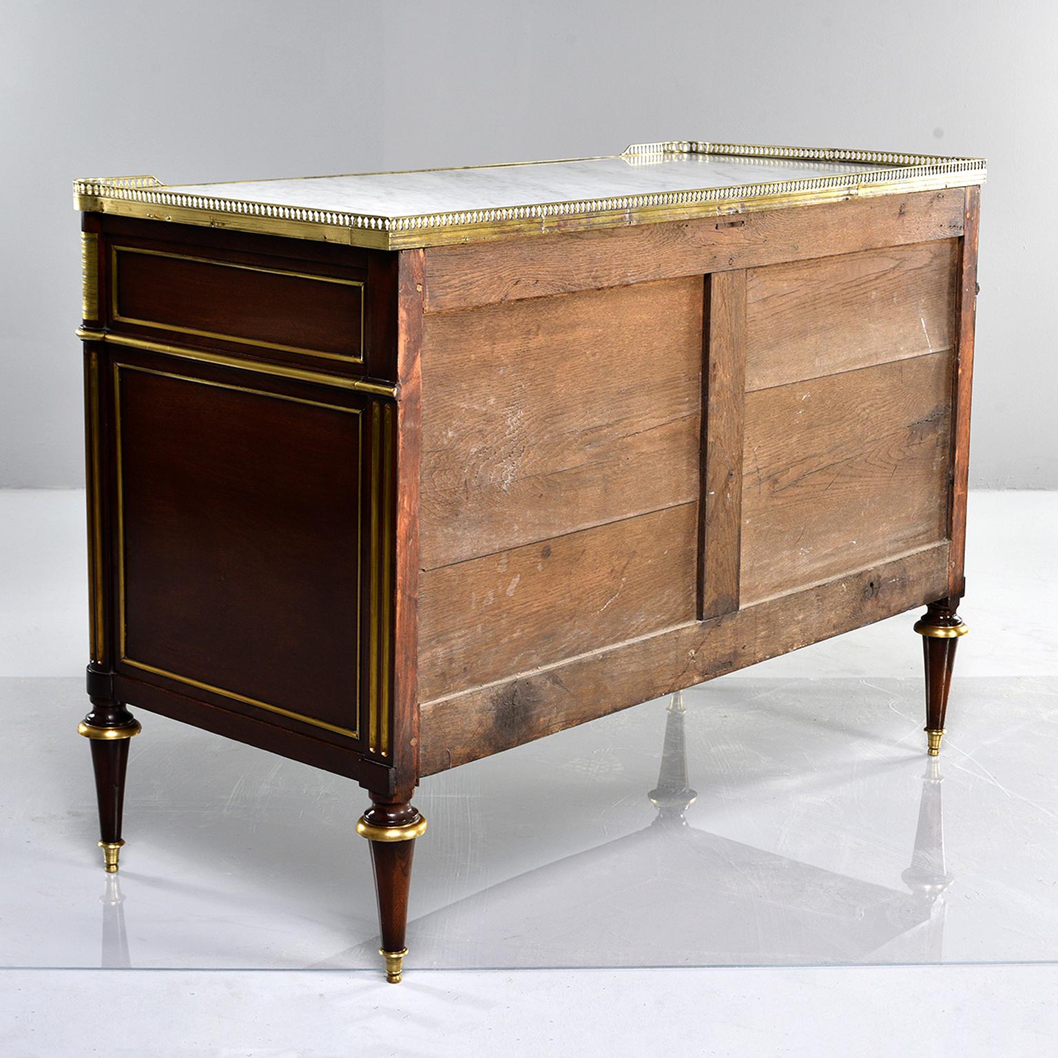 19th Century Louis XVI Style Commode with Brass Gallery and Marble Top 13