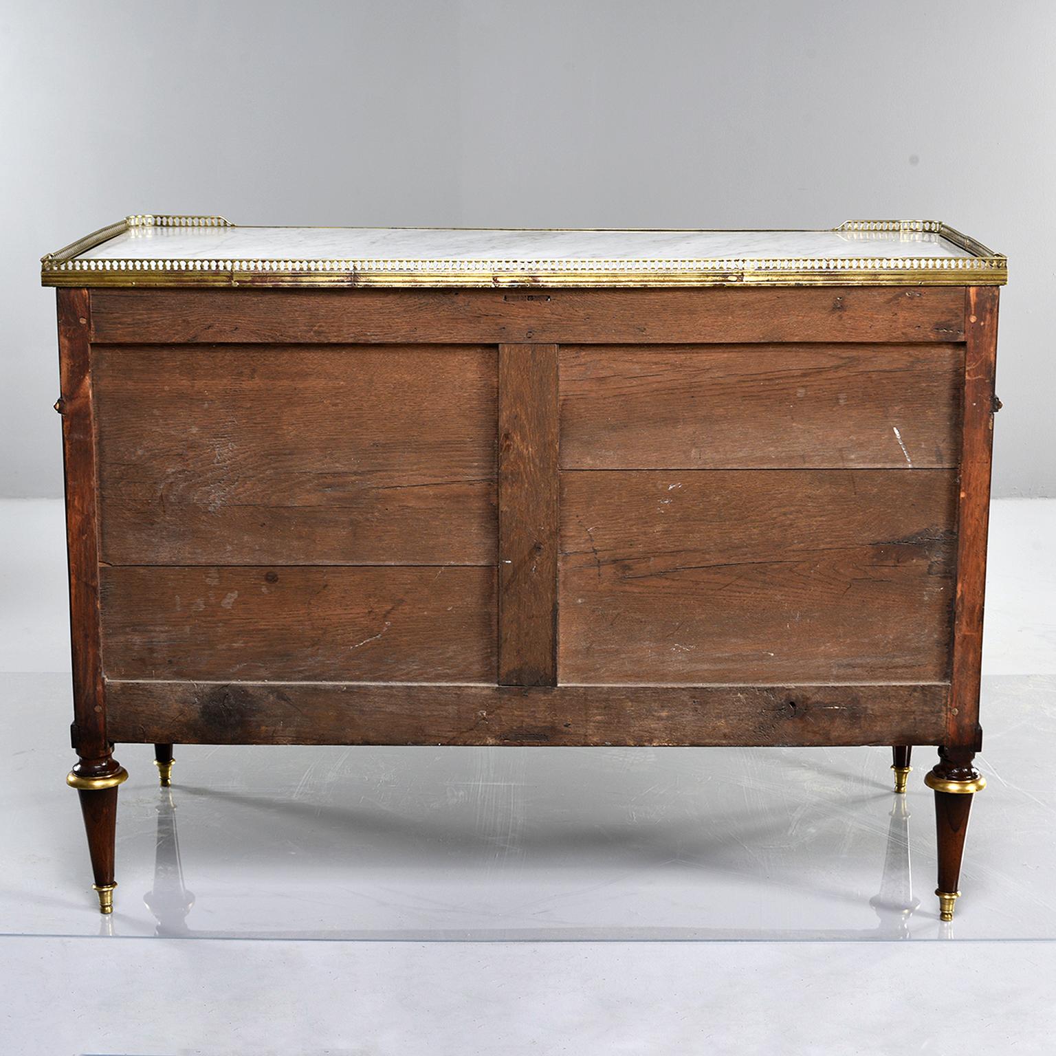 19th Century Louis XVI Style Commode with Brass Gallery and Marble Top 14