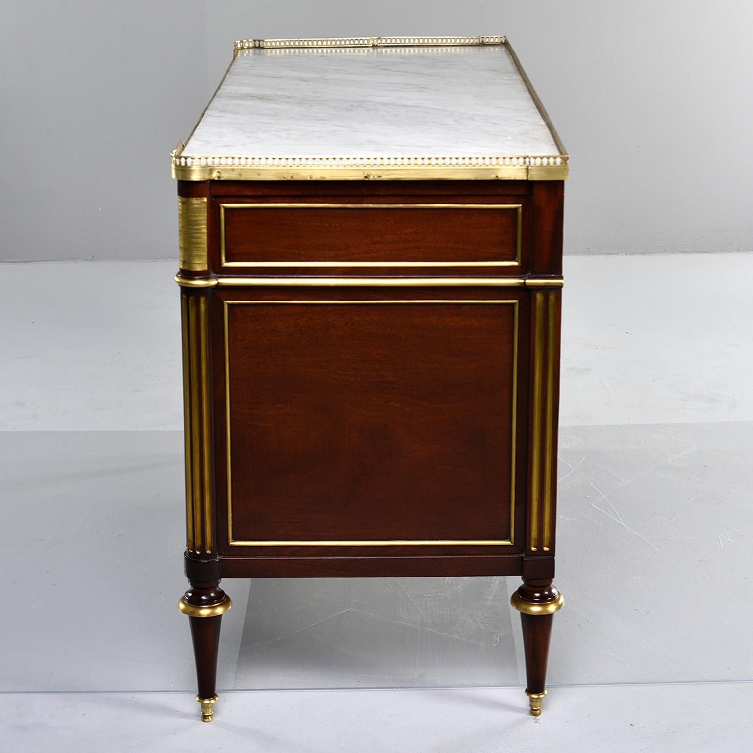 19th Century Louis XVI Style Commode with Brass Gallery and Marble Top 3