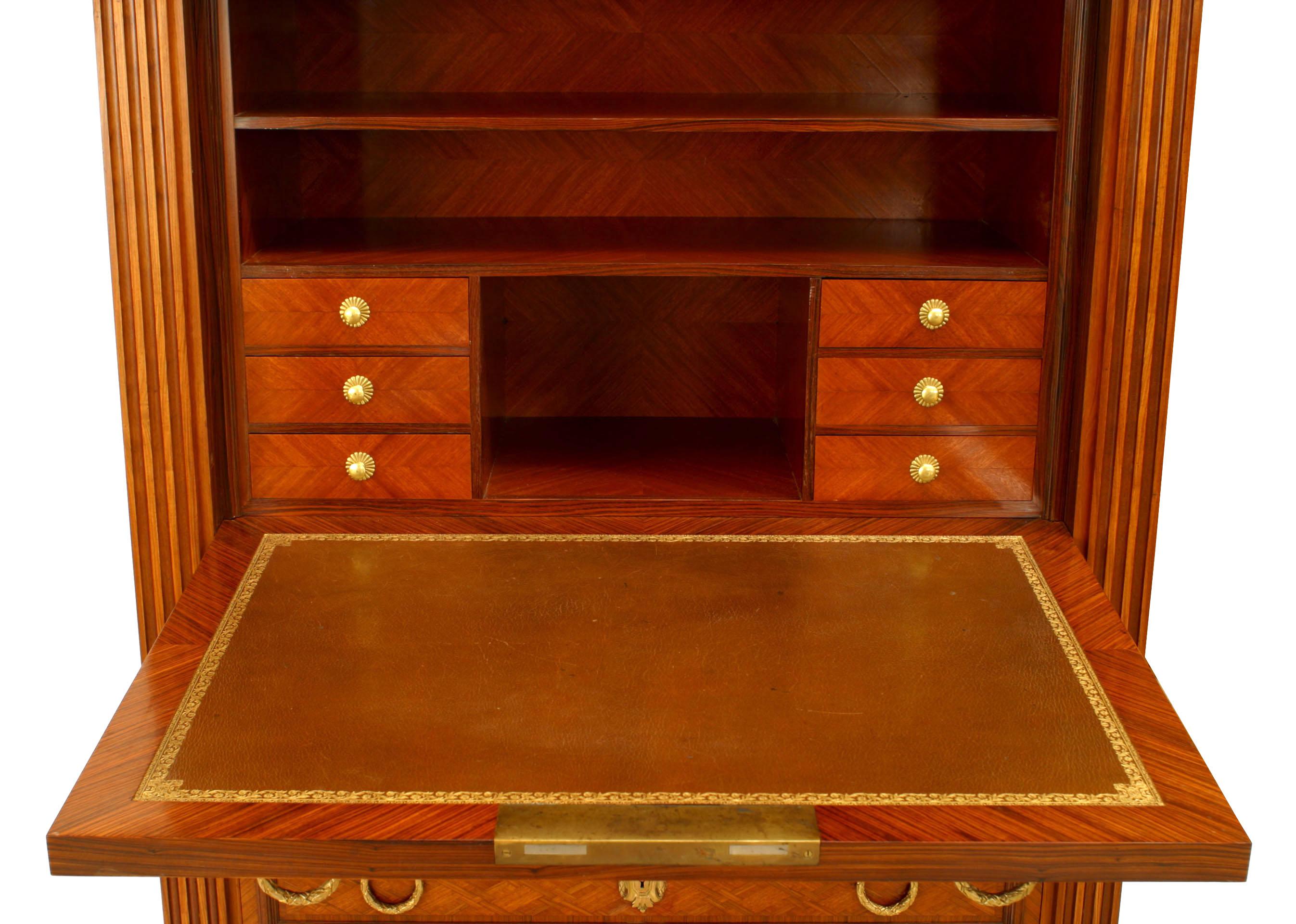 Bronze French Louis XVI Style Inlaid Secretary For Sale
