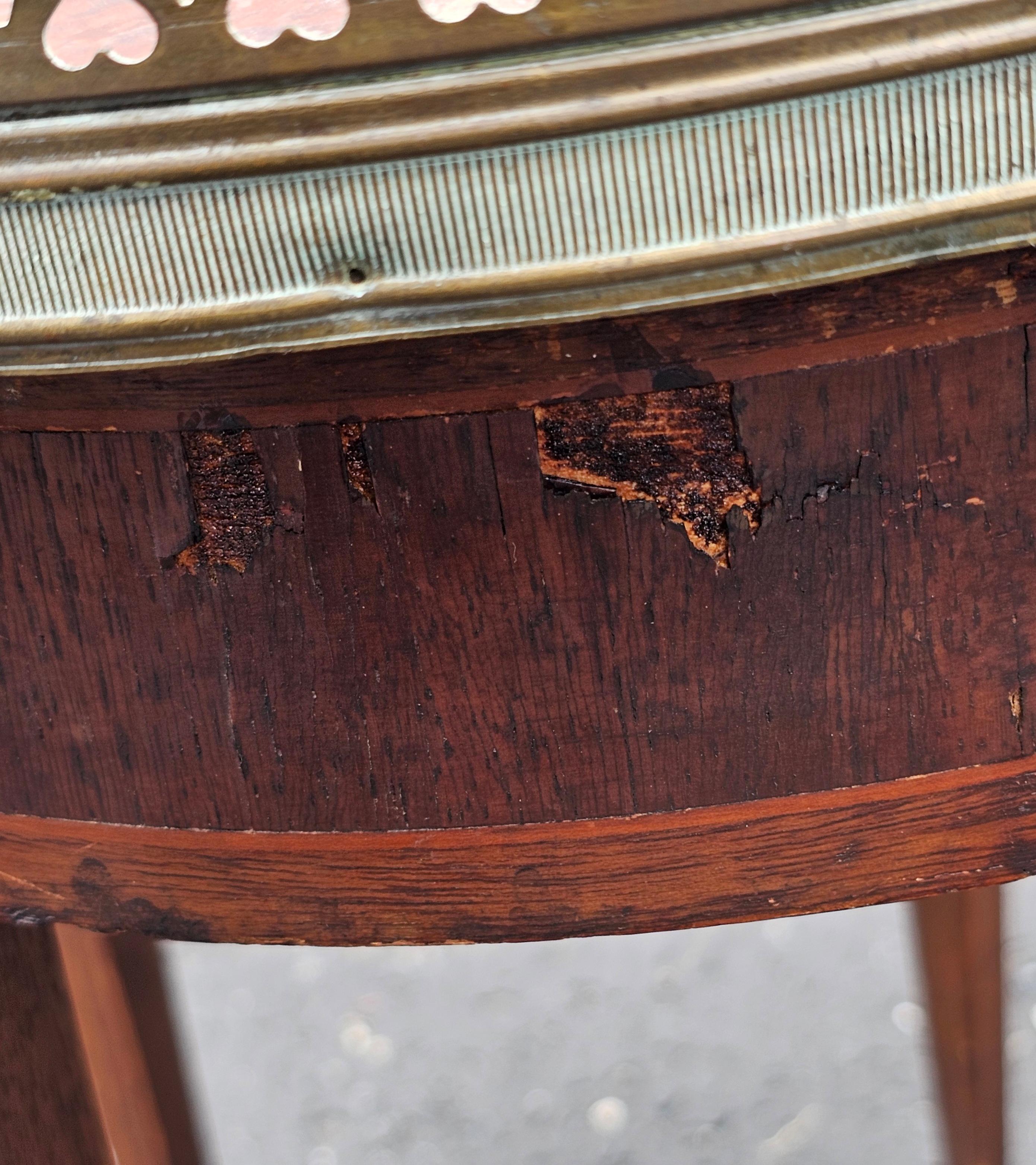 19th C. Louis XVI Style H Herrman Satinwood Inlaid Mahogany & Rouge Marble Table For Sale 2