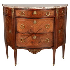 Antique 19th c. Louis XVI Style Marquetry Demilune Commode or Half Moon Chest
