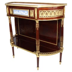 19th C. Louis XVI Style Ormolu-Mounted Mahogany Jasperware Console Vitrine Table