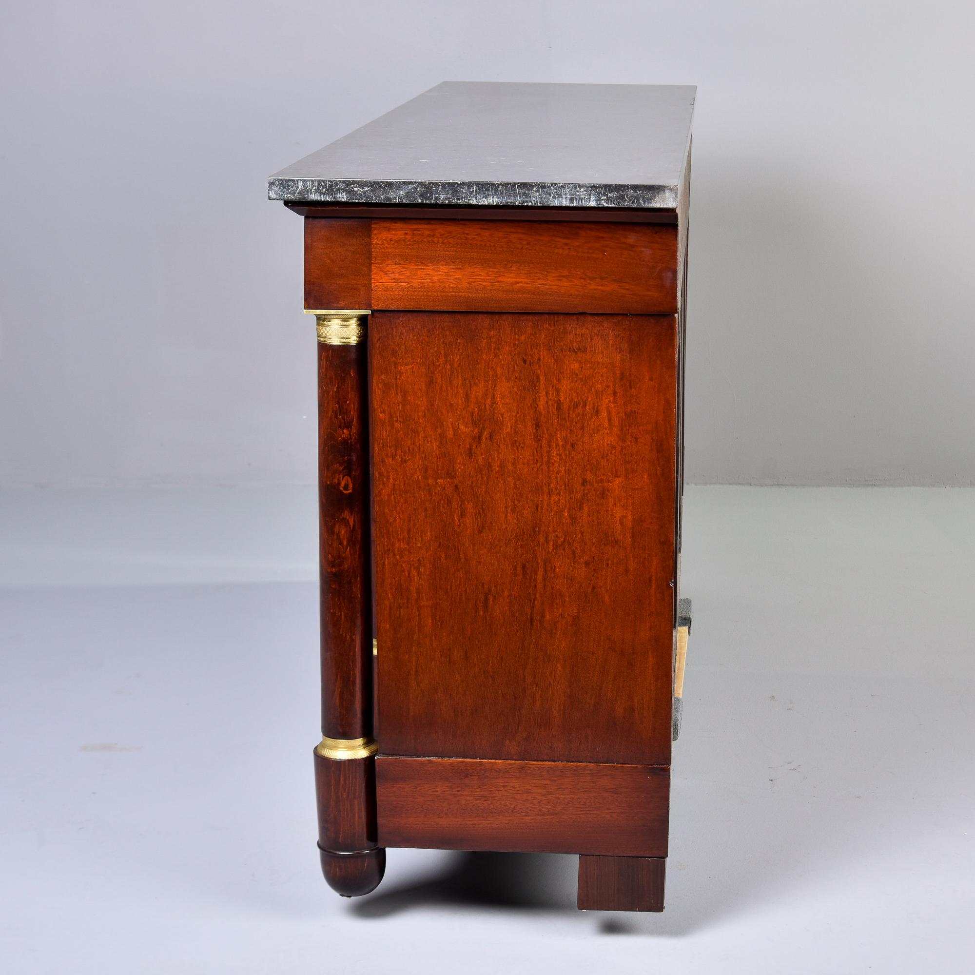 19th Century 19th C Louis XVI Style Pillared Cabinet with Black Marble Top and Brass Accents