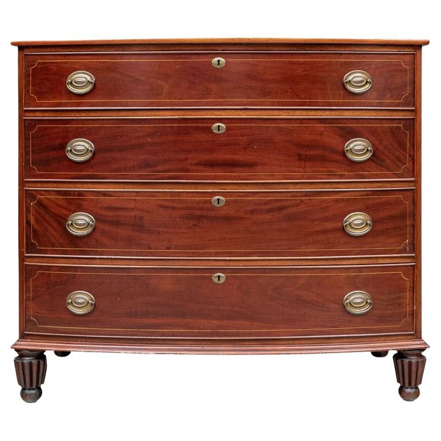 19th C. Mahogany Bow Front Chest For Sale