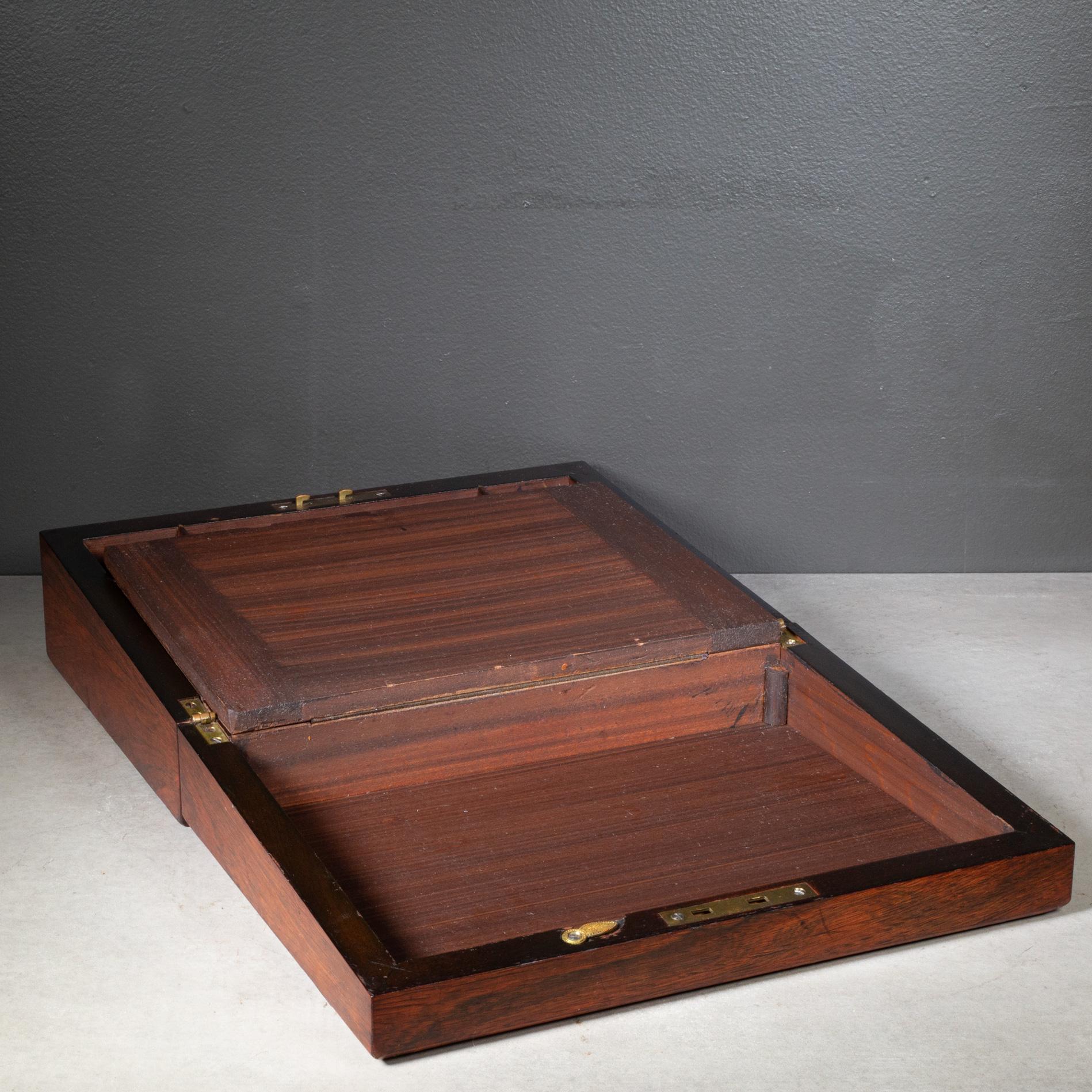 19th c. Mahogany Campaign Writing Lap Desk c.1800s For Sale 1