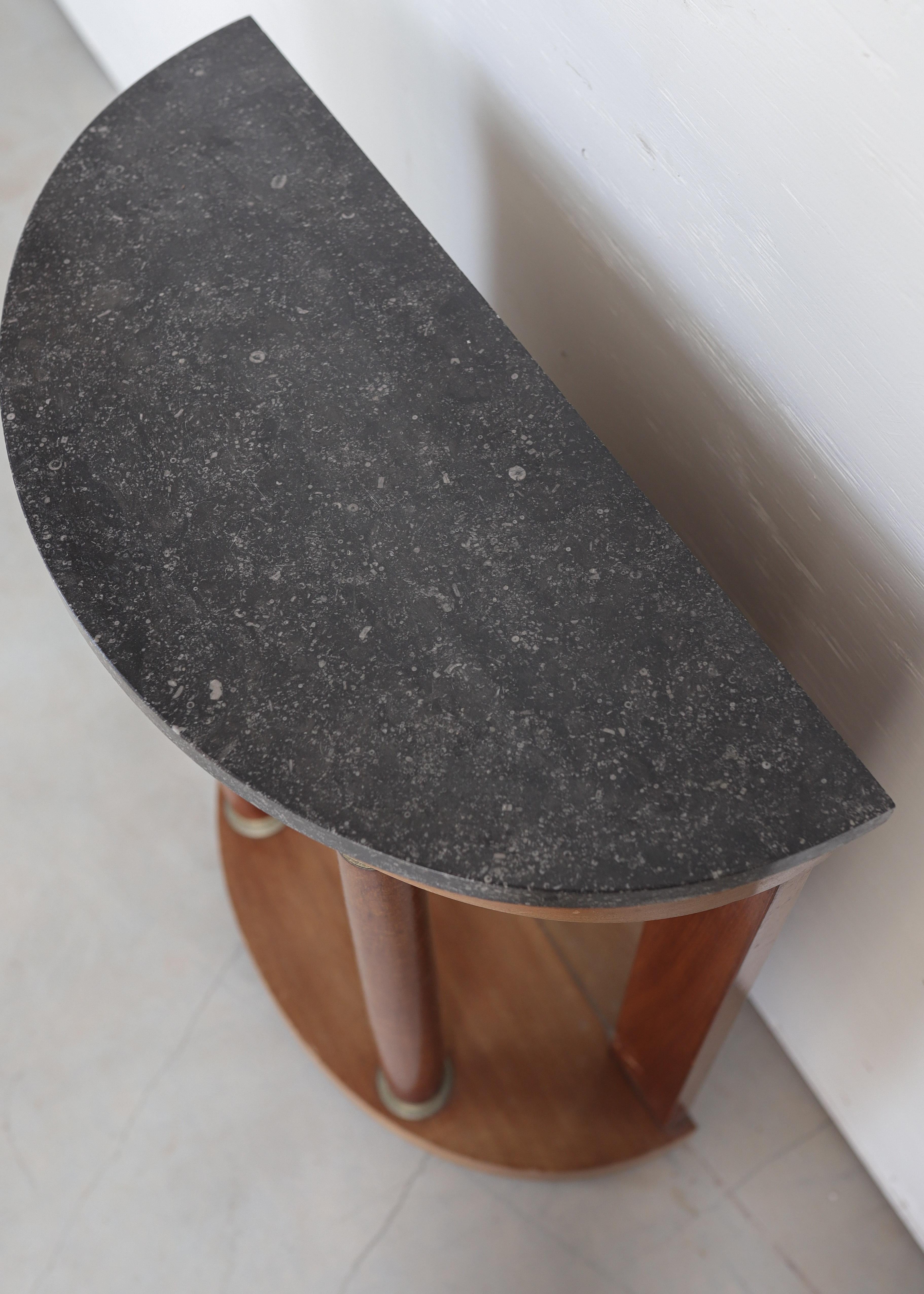 19e s. Demilune en acajou avec plateau en marbre gris en vente 4