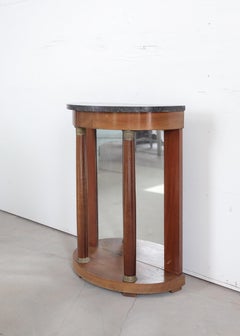 19th c. Mahogany Demilune with Grey Marble Top