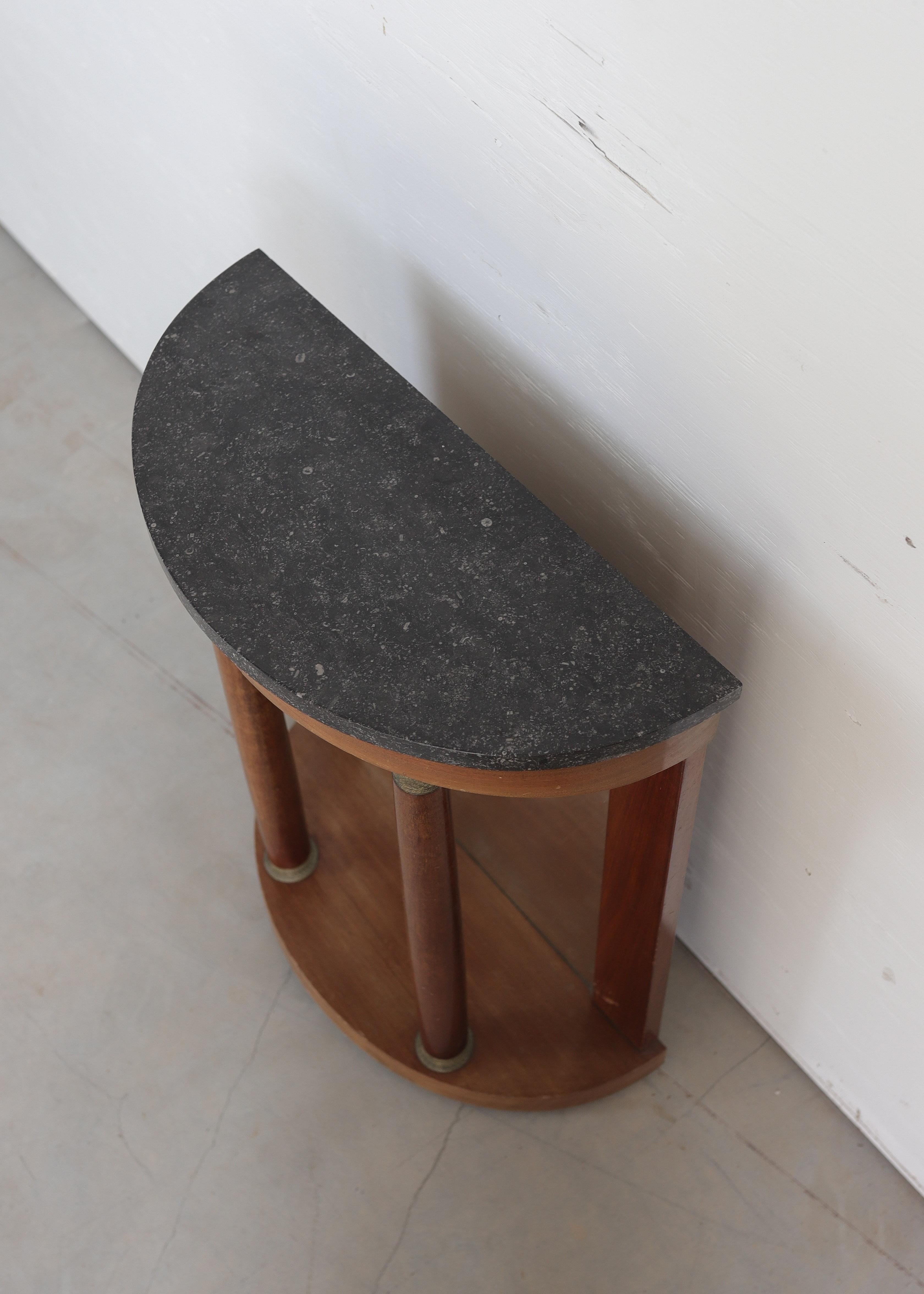 19e s. Demilune en acajou avec plateau en marbre gris en vente 3