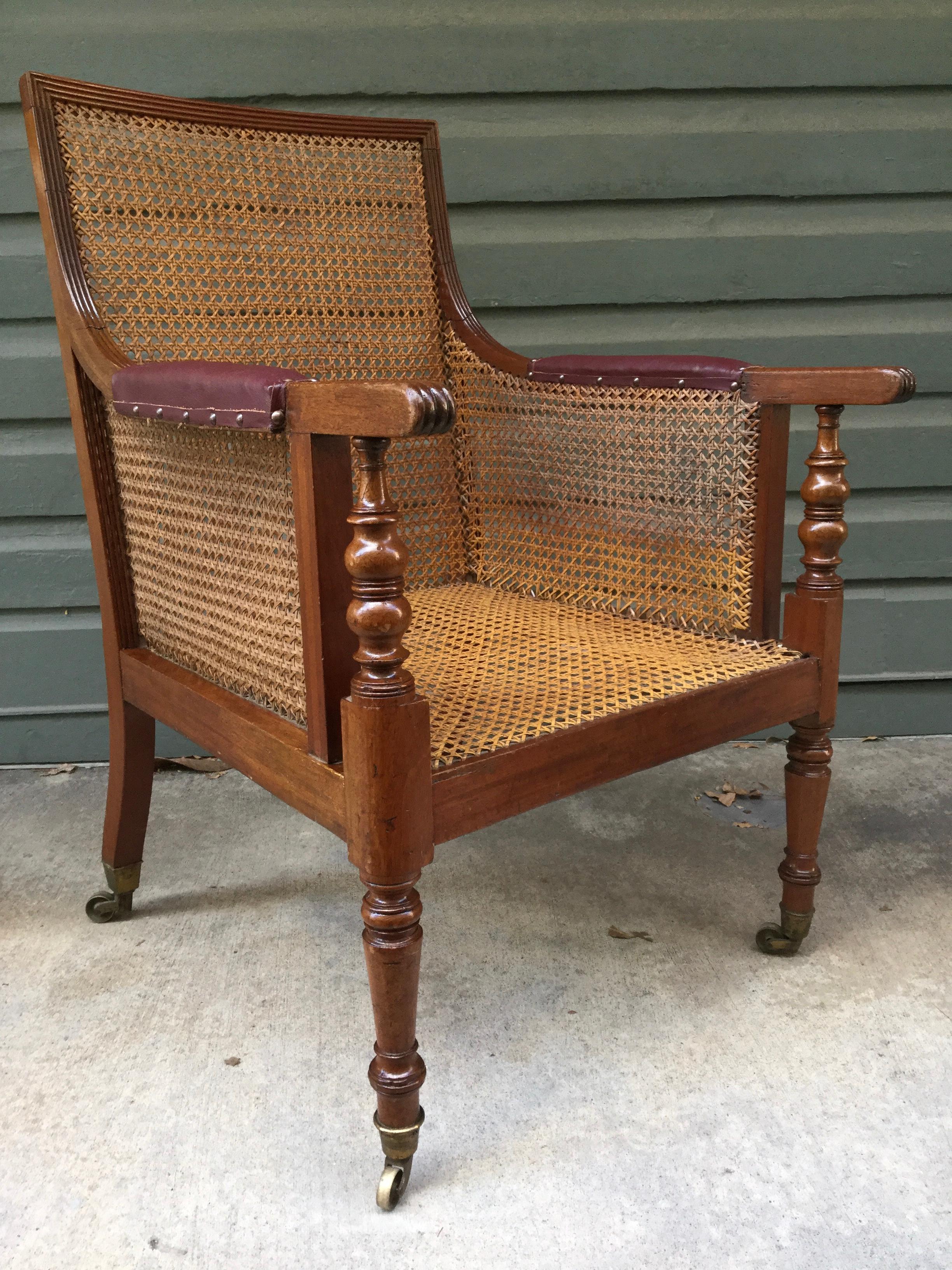 19th Century Mahogany English Regency Library Chair In Good Condition In Charleston, SC