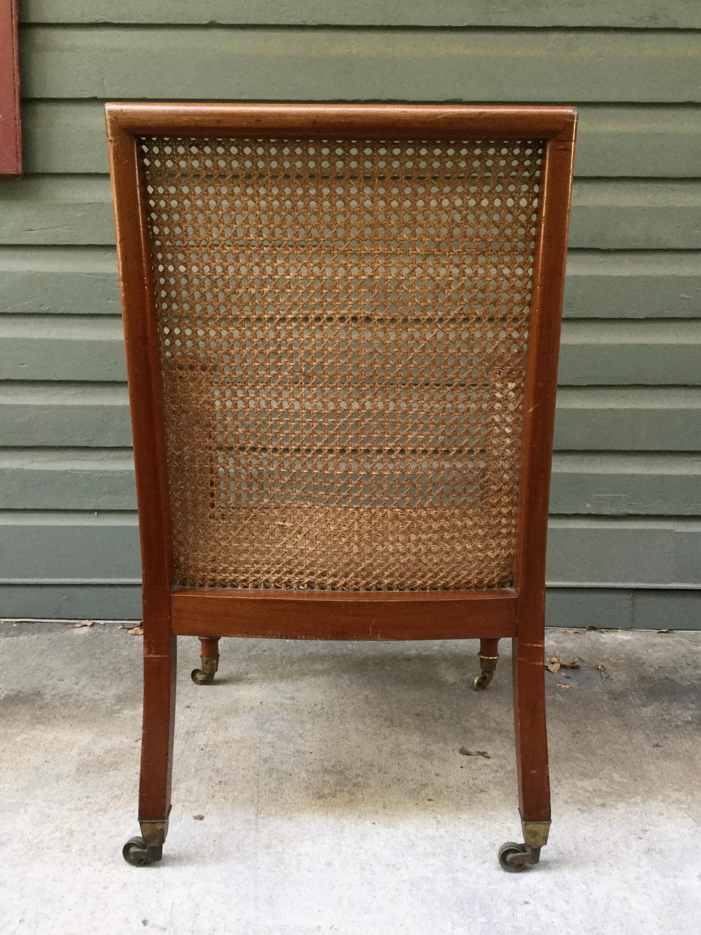 Brass 19th Century Mahogany English Regency Library Chair