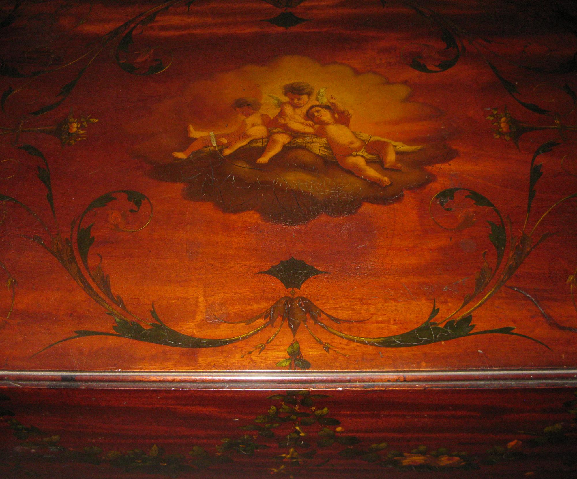 19thc Mahogany Pembroke Table Edwards & Roberts London w/ Decorative Painting  For Sale 4