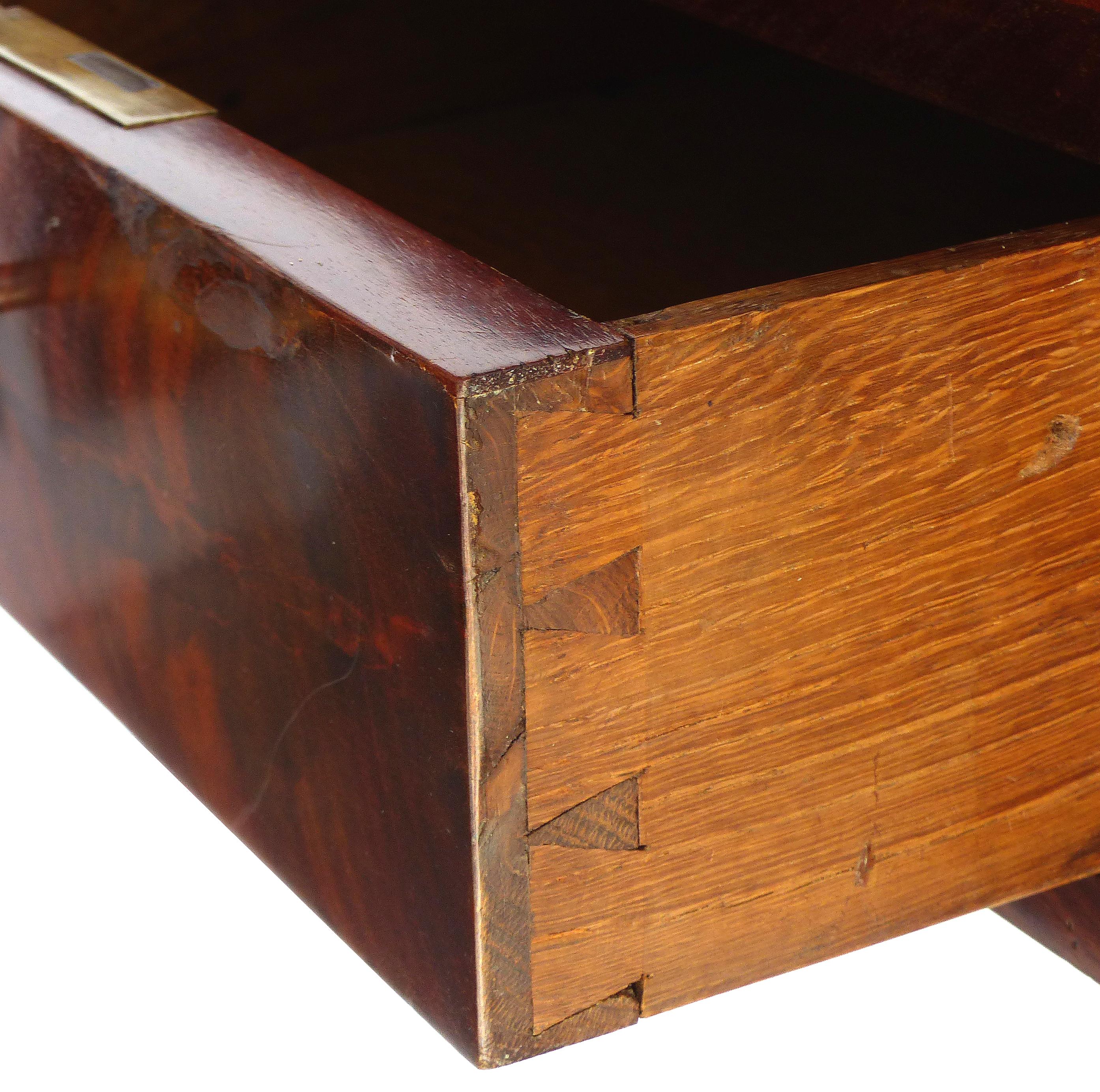 19th-Century Mahogany Writing Desk with Tapering Legs and Embossed Leather Top 3