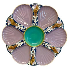 19th C. Majolica English Oyster Plate Holdcroft