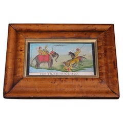 19th C Maple Framed Watercolour The Tiger Hunt 1892 English School Raj Style