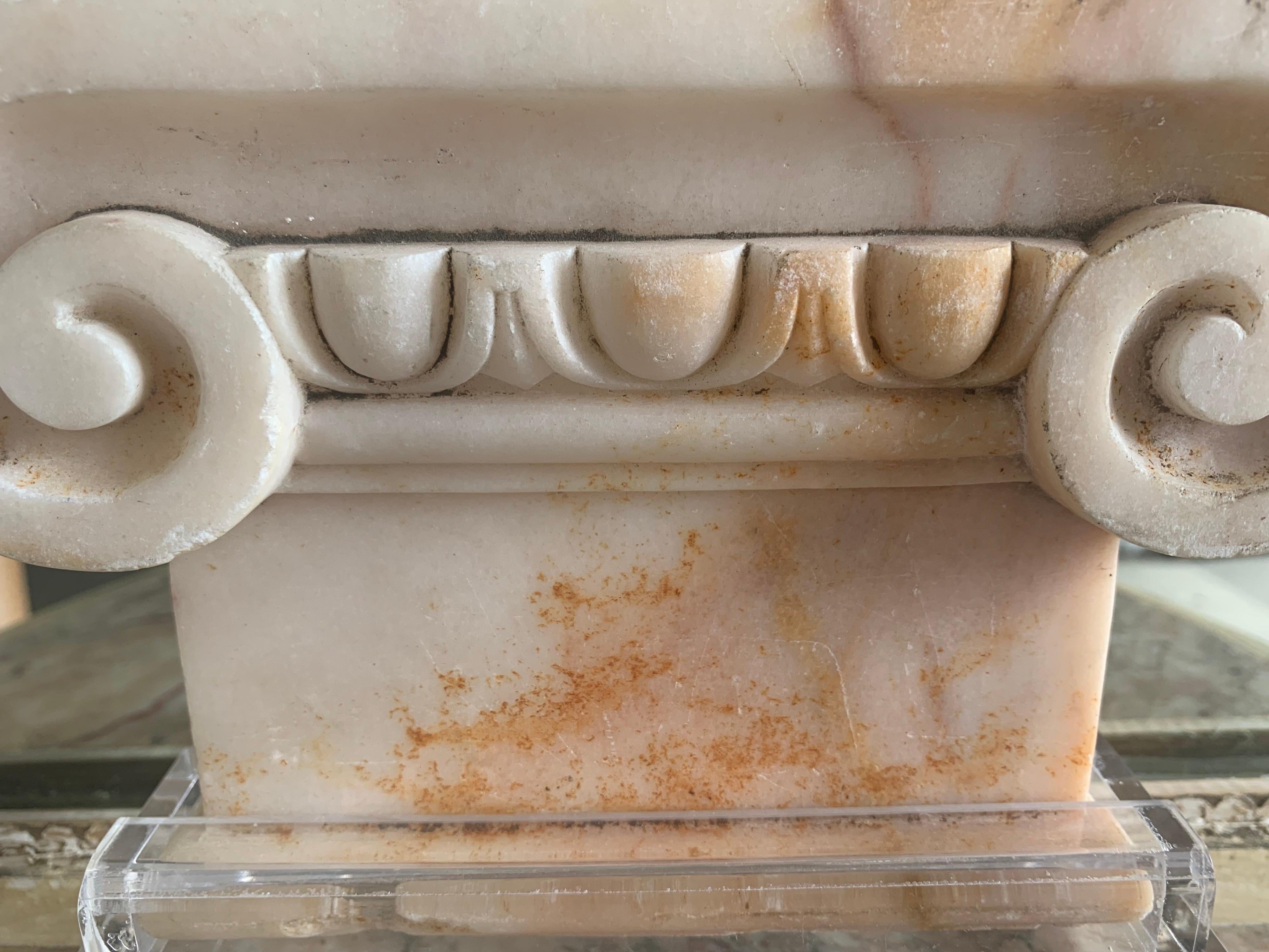 Classical Roman 19th C. Marble Capital on Lucite Base