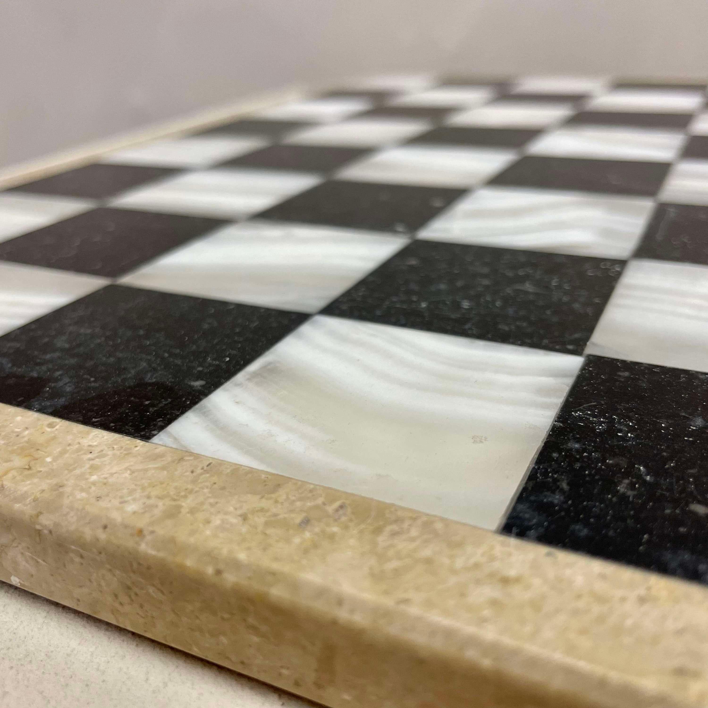 English 19th Century Marble & Mother of Pearl Chess Board