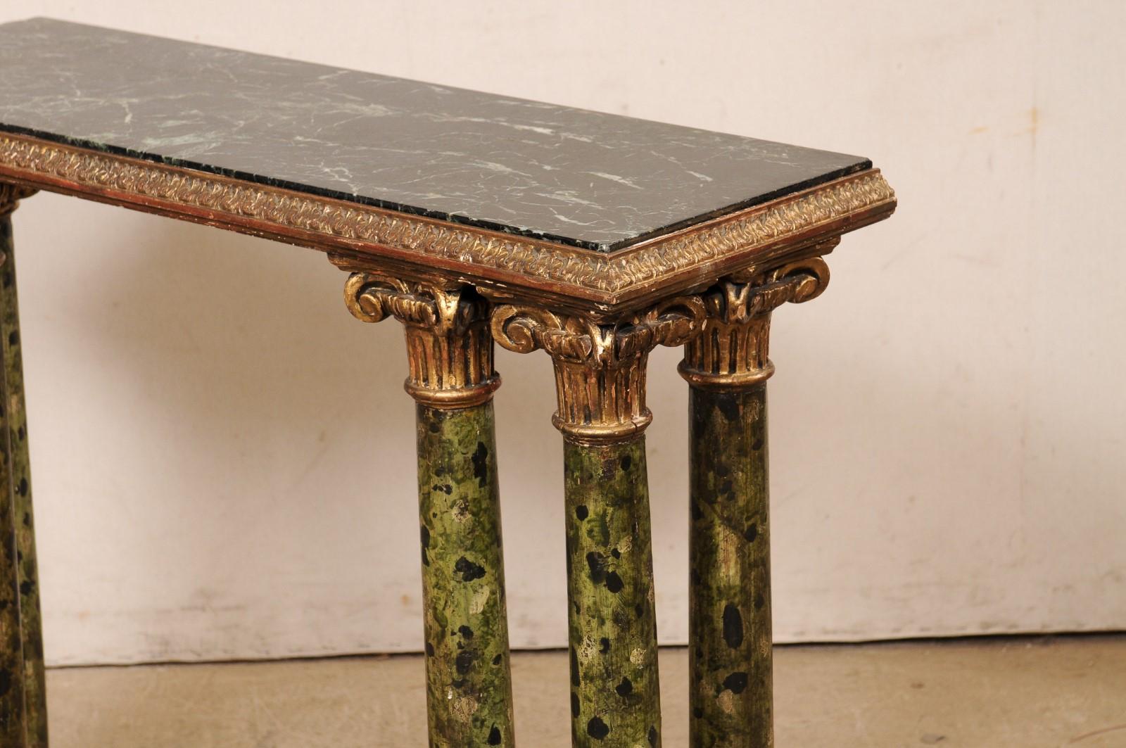 19th C. Marble Top & Column Leg Console Table from Italy 4