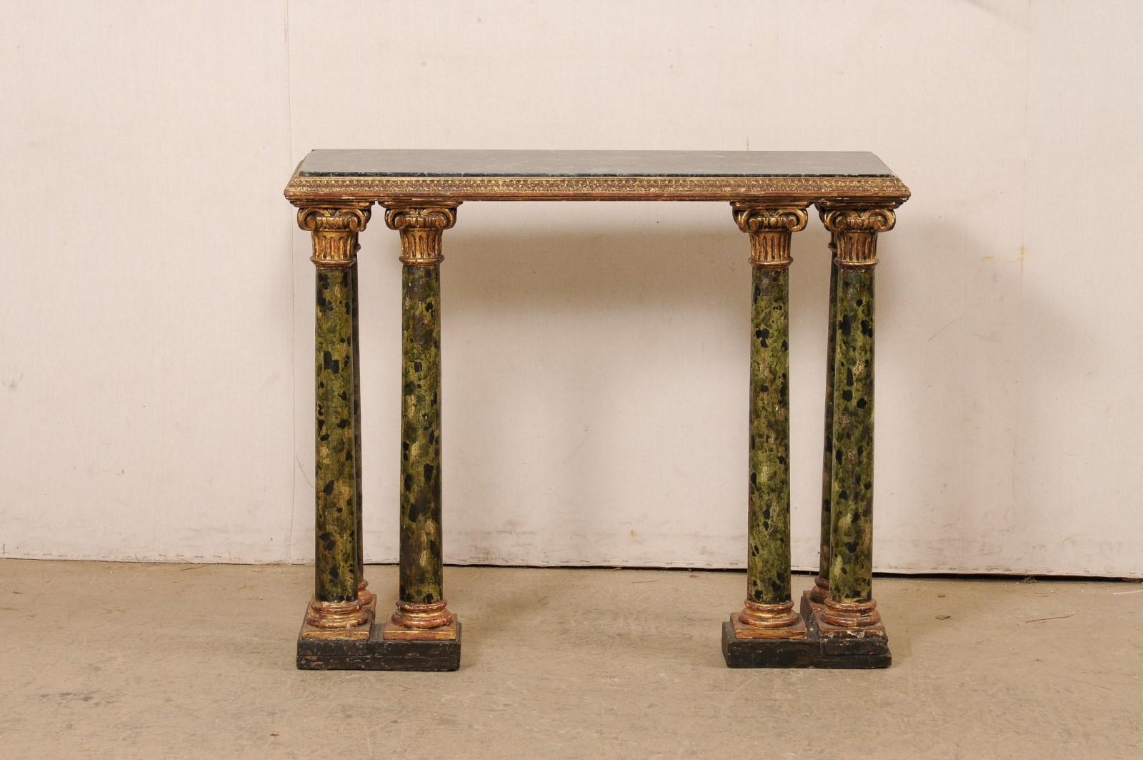19th C. Marble Top & Column Leg Console Table from Italy 5