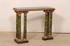 19th C. Marble Top & Column Leg Console Table from Italy