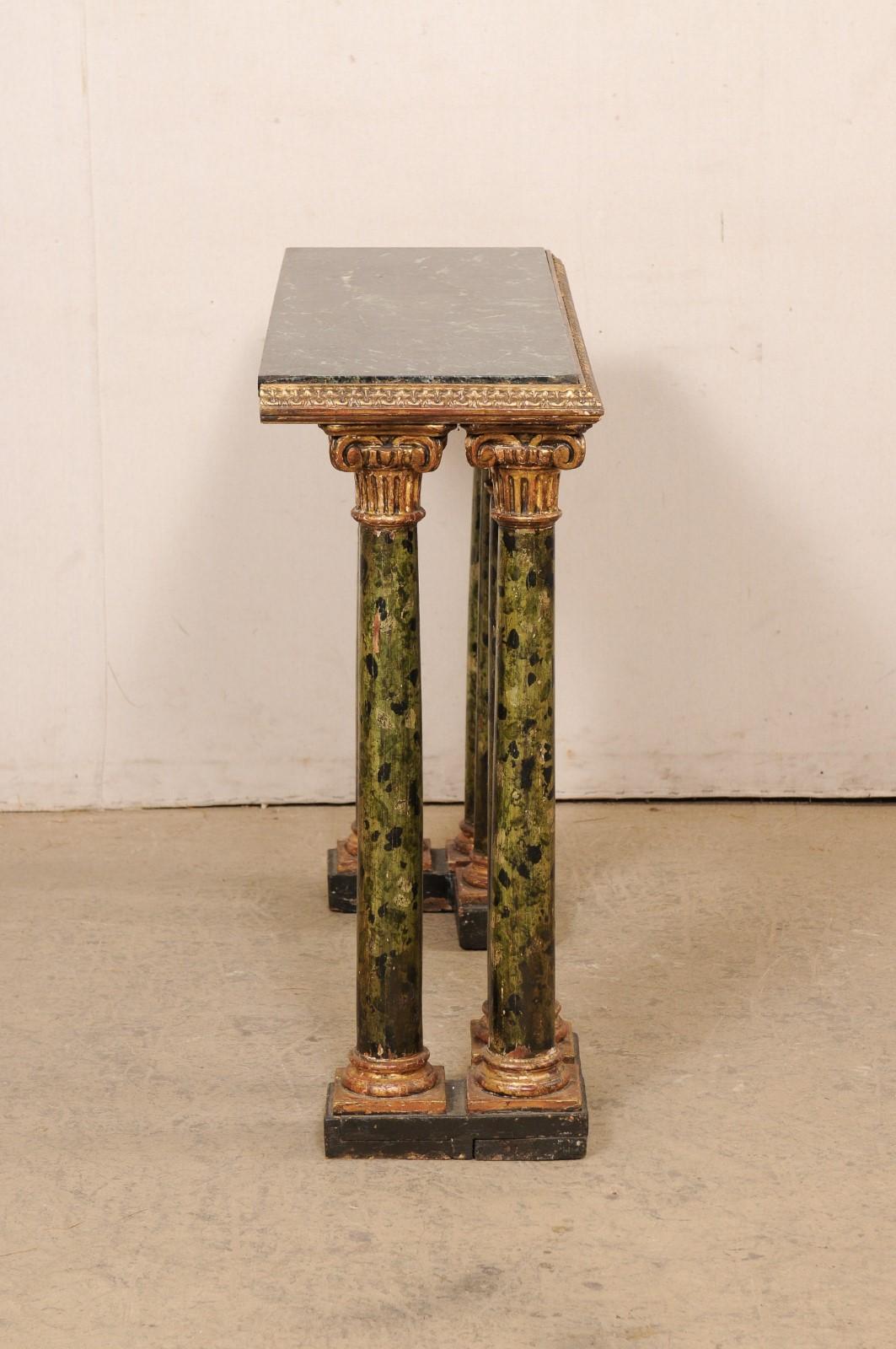 19th C. Marble Top & Column Leg Console Table from Italy In Good Condition In Atlanta, GA