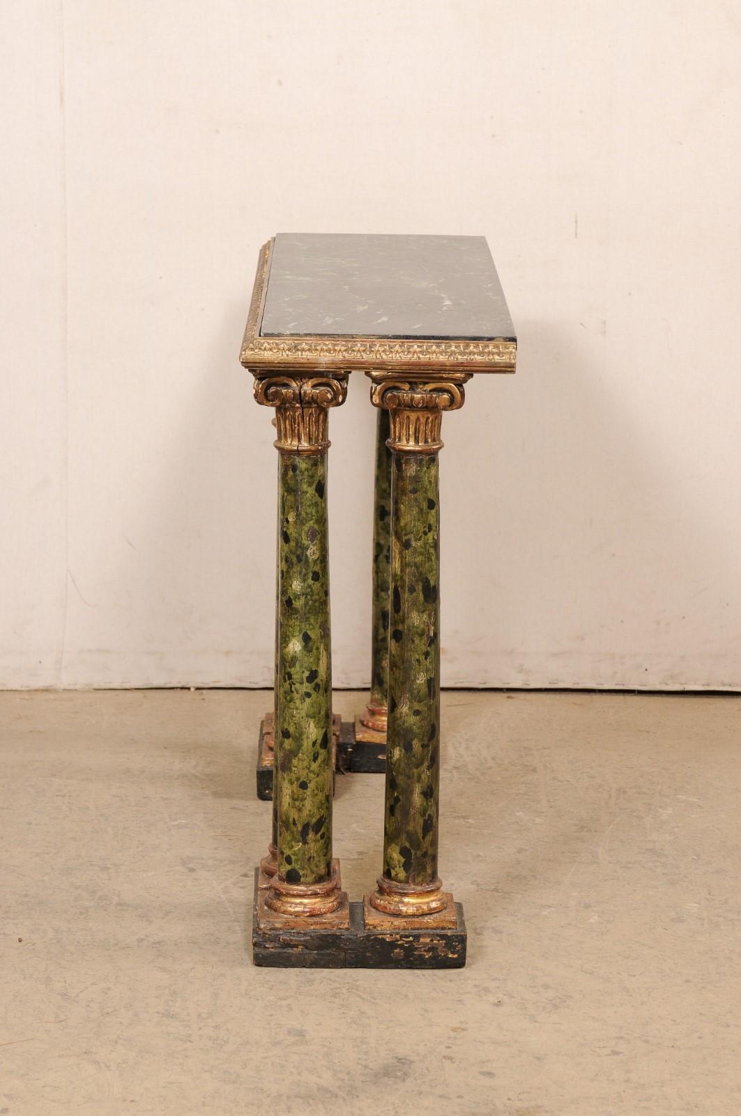 19th C. Marble Top & Column Leg Console Table from Italy 2