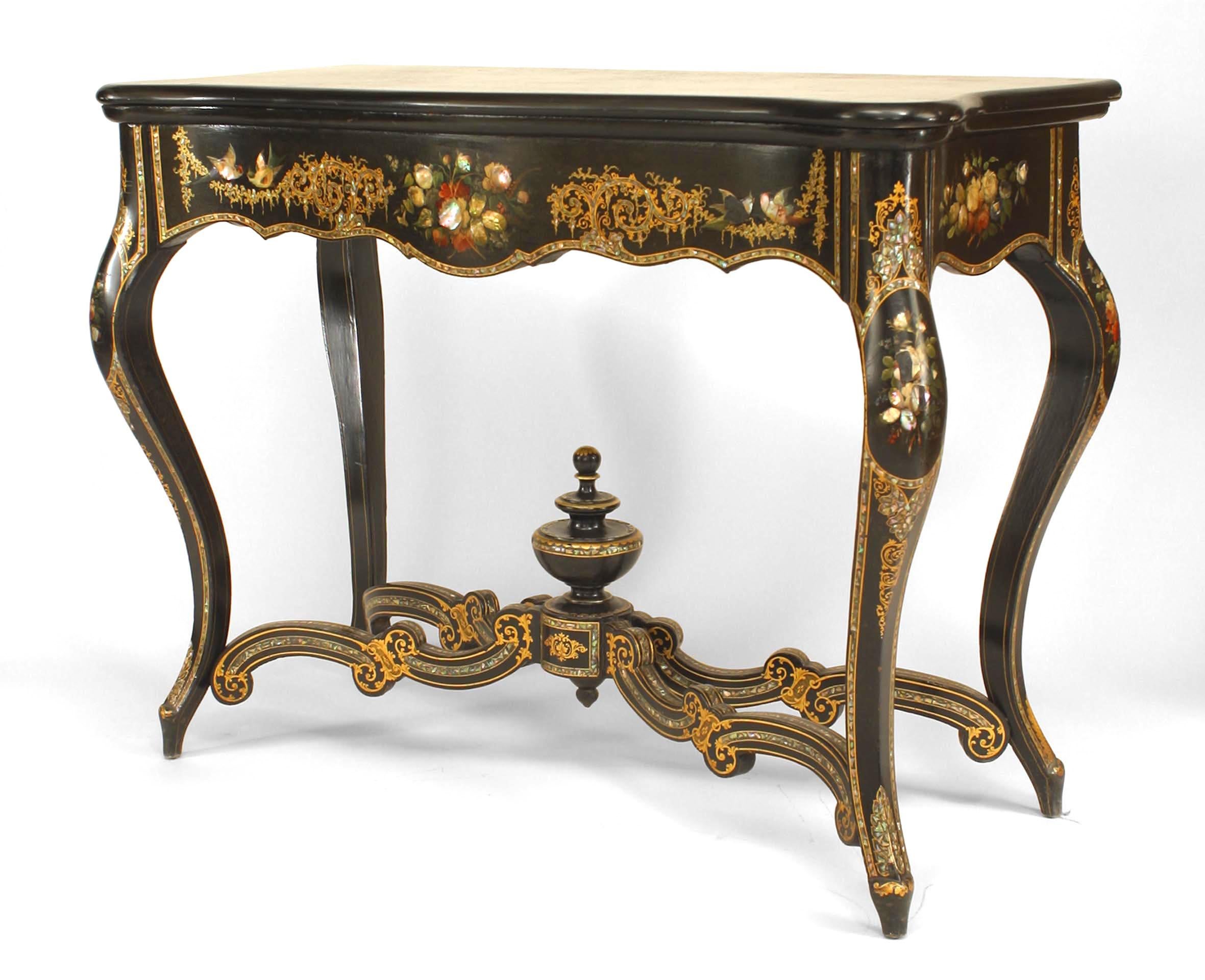 Vittoriano Tavolo da console vittoriano inglese in cartapesta laccata in vendita
