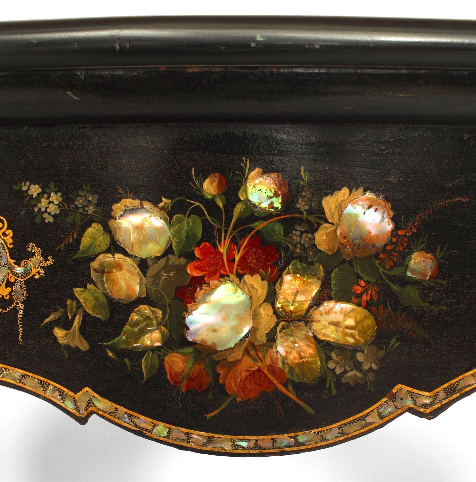 19th Century English Victorian Papier Mache Lacquered Console Table For Sale