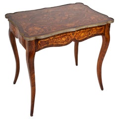 19th Century Marquetry Side Table/ Sofa Table with Drawer