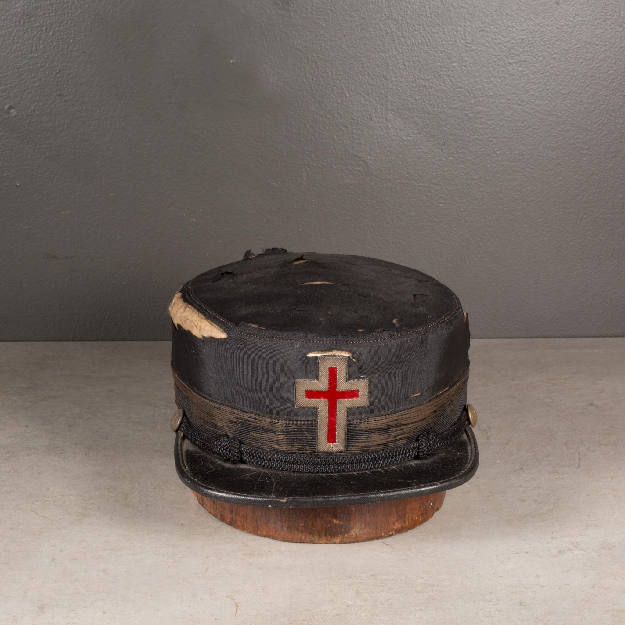Late Victorian 19th C. Masonic Knights Templar Hat, c.1800s  (FREE SHIPPING) For Sale